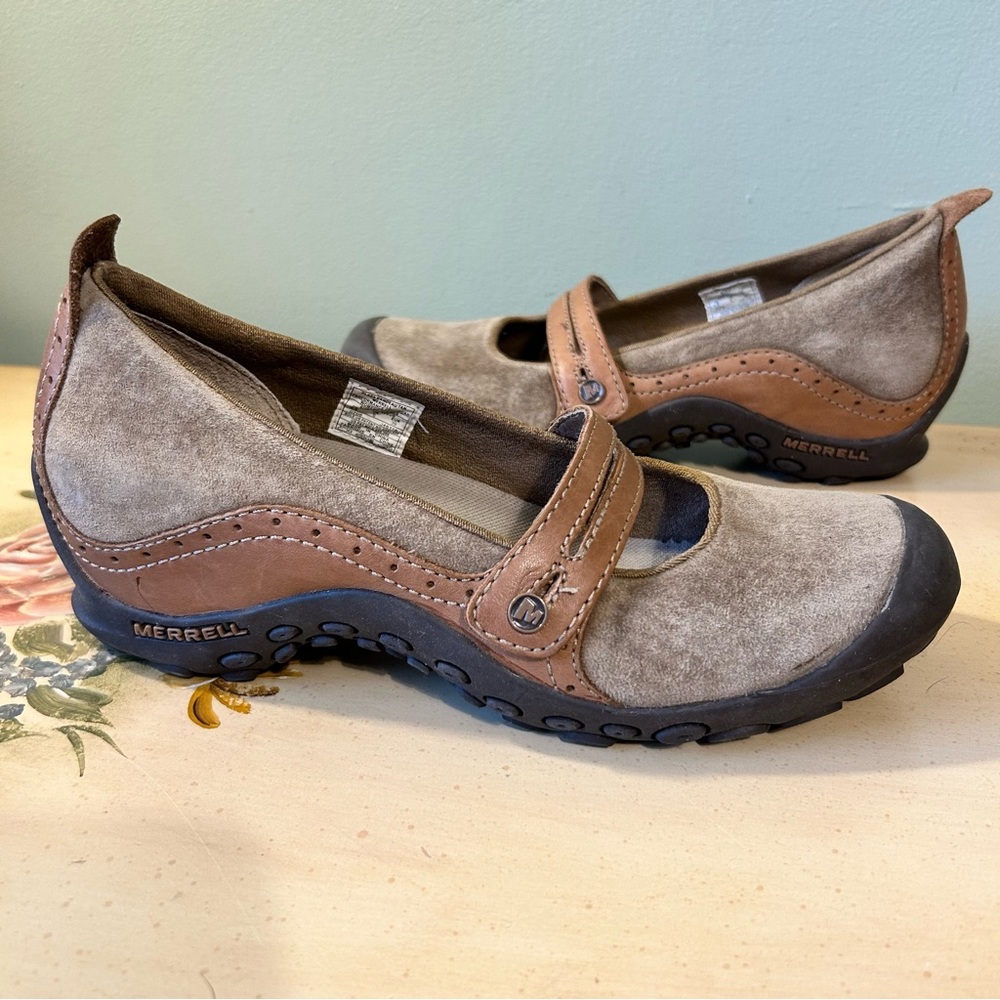 Merrell Tan Brown Suede Leather Air Cushion Plaza Bandeau Shoes 8.5